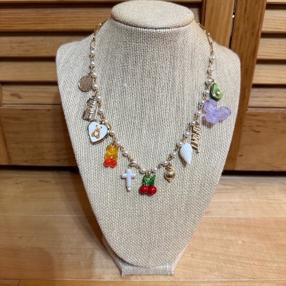 Urban Outfitters Jewelry - Gold-Tone Y2K Charm Necklace with Multicolor Charms